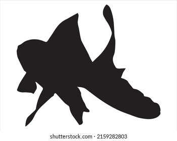 vector linear picture for coloring. Cartoon fish with a big tail. Element for coloring book. Outline..eps