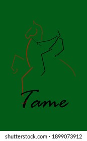 
Vector linear picture Man tames a red horse The picture symbolizes perseverance, strength and power of a man.
