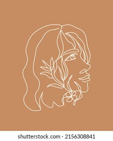 Vektorlineares Portrait von Frauenfoto. Line Art Illustration. Perfekt für Design-Bilder im Innenbereich, Druckerei Ets