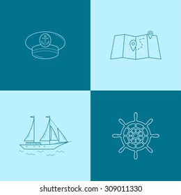 Vector linear sailing icon set