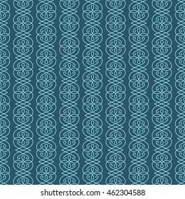 Vector linear seamless pattern. Geometric vintage ornament. Decorative blue illustration for print, web