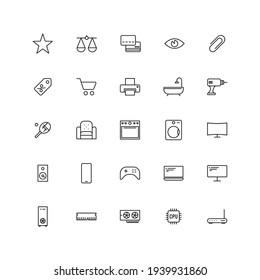 Vector linear set of icons for online store, website and application development 