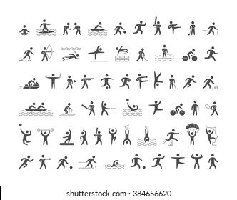 Vector linear set of sports icons.