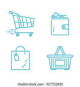 Vector linear shopping icon set