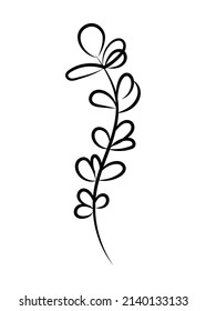 Vector linear simple botanical poster. Abstract art lines, wall paintings, flowers, leaves, plants. Modern design, doodle shapes, cover template, printing of T-shirts, postcards, banners and more.