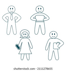 Vector linear simple business people icons