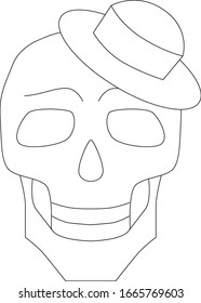 Vector linear skull with a hat