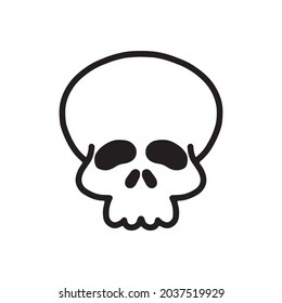 vector linear skull icon, black outline, white background