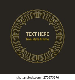 Vector linear style circle frame. Art deco decoration for text. Design element for boutique, restaurant, menu and logo template