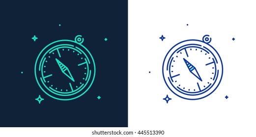 Vector linear style icon of a compass