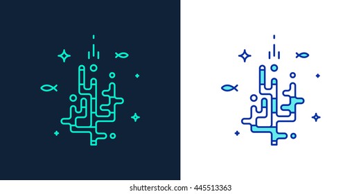 Vector linear style icon of a corals 