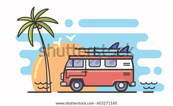 vector linear surf\
and bus flat background