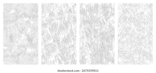 Vector linear texture set on transparent background featuring soft flowing wavy lines, topographic contour inspired pattern for minimal modern abstract design and technical mapping aesthetics