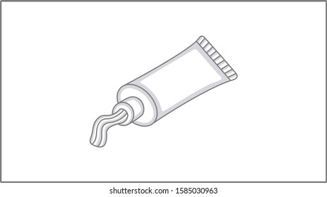 Vector Linear Toothpaste Icon. Teeth Cleaning Illustration. Dental care Drawing. 