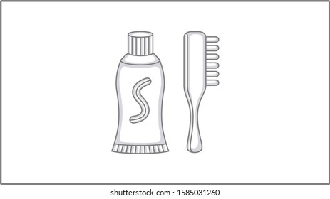 Vector Linear Toothpaste Icon. Toothbrush. Teeth Cleaning Illustration. Dental care Drawing. 
