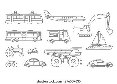 Vector linear transport icons.