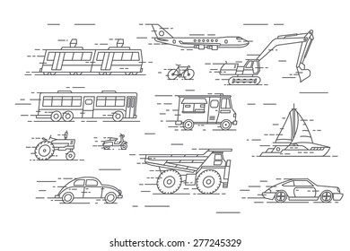 Vector linear transport icons.Speed line. 