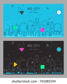 Vector linear trendy illustration of a big city, in new material style