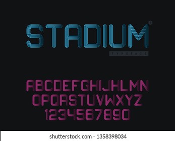 Vector linear uppercase font. Latin alphabet letters and numbers