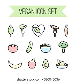 Vector linear vegan icon set