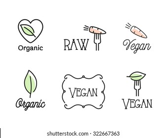 Conjunto de plantillas de logotipo vegetal lineal para vectores