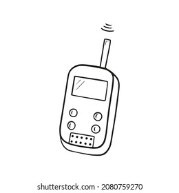 vector linear walkie-talkie transmitter icon, doodle element tourist