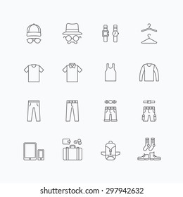 Vector Linear Web Icons Set - Man Clothing Store Collection Of Flat Line Design Elements.