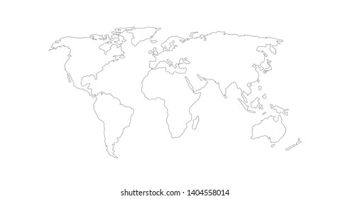 Vector Linear World Map, editable stroke. vector illustration isolated on white background.