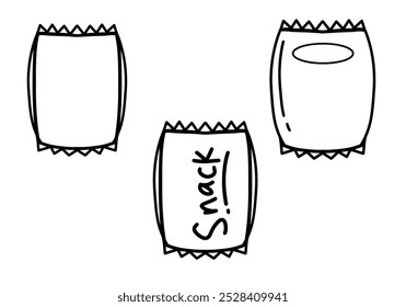 vetor lineart 3 pacotes de lanches