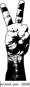 Vector line-art of a hand making the V sign for peace. 