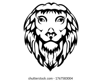 Vector Of A Lineart Head Lion