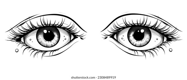 Vector Lineart, Illustration of Eyes