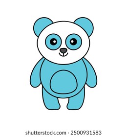 vector line-art illustration minimal panda on-white background