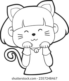 Vector Lineart of Kids in Halloween Costumes. Cute Simple icon Lineart without color