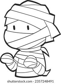Vector Lineart of Kids in Halloween Costumes. Cute Simple icon Lineart without color