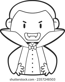 Vector Lineart of Kids in Halloween Costumes. Cute Simple icon Lineart without color