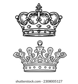 Vector Lineart, Set of Crown