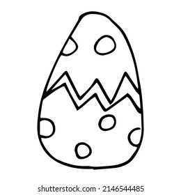 Vector lineart set of eggs with ornament. Perfect for easter pattern, stickers, coloring page, logo, banner. Hand drawn easter illustration. Spring holiday drawing. Black and white.
