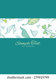 Vector lineart spring leaves stripe frame vertical card invitation template