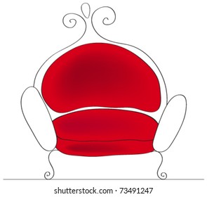 Vector line-art style illustration of cute and elegant retro armchair