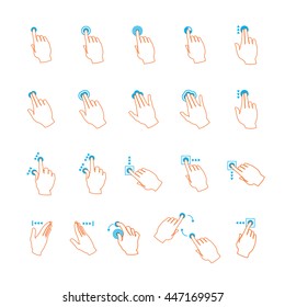 Vector lineart touchscreen hand gestures set