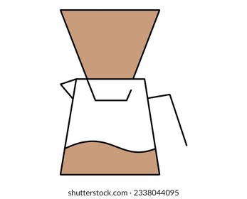 vector lineart v60 method manual brewing coffe