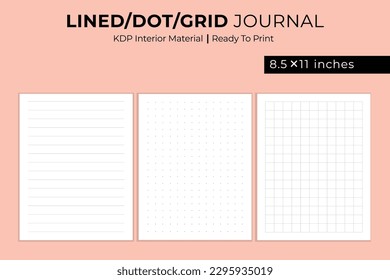 Vector lined dot and grid journals kdp interior