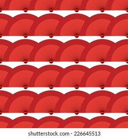 vector lined red flamenco fan seamless wallpaper background pattern design