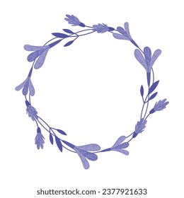 Vector linen flower wreth isolated over white background.