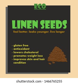 Vector linen seeds with description for any purposes 