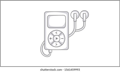 Vector Liner icon. Drawing. MP3 Player. Headphones