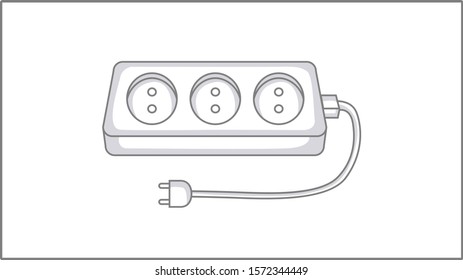 Vector Liner Power Supply icon. Liner Electricity Illustration. Vector Power Socket Drawing.