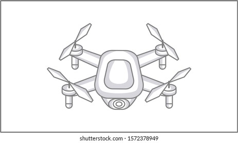 Vector Liner Quadro copter icon. Liner Drone Illustration. Vector Drone with Camera Drawing.
