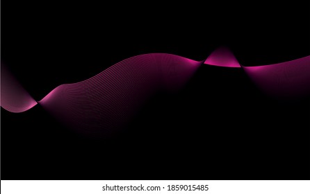 Vector lines. Abstract background and vertical waves and stripes. Black background